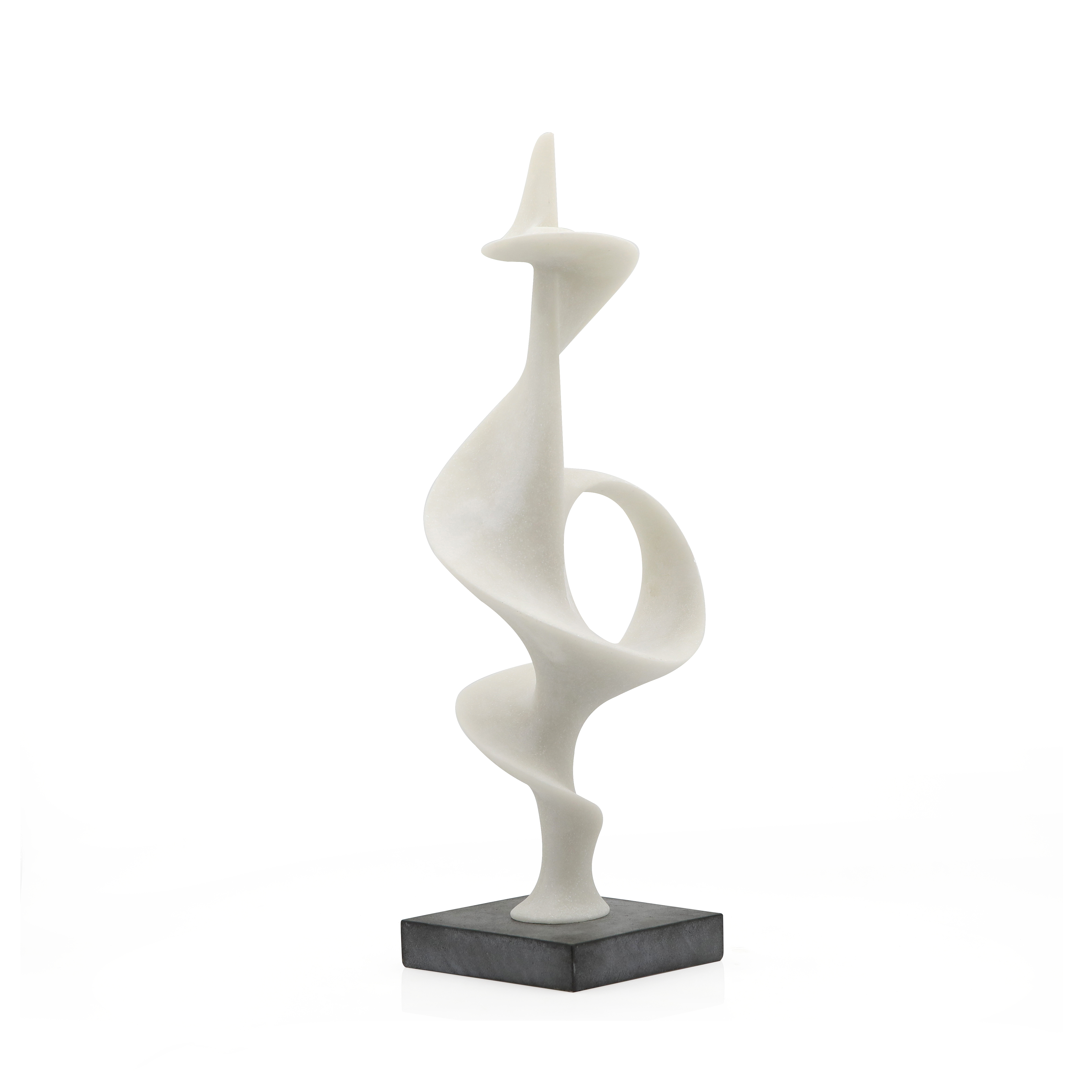 Polystone abstrakte dekorative Skulptur Wohnkultur Statue mit schwarzer Basis, Akzentfigur