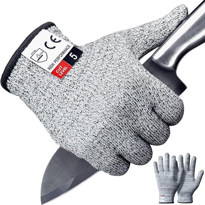 Cutting Gloves, Level 5 Protection EN388 ANSI/ISEA Kitchen Work Gloves, Food Grade Certified