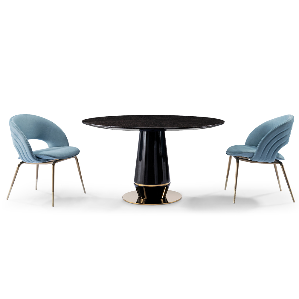 Golden Metal Legs Velvet Upholstered Luxury Dining Chair - Modern Elegance