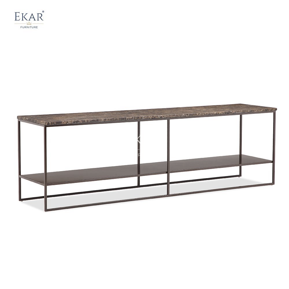 Modern Style Deep Mocha Sandblasted Sofa Back Console High Carbon Steel Frame for Living Room Hotel Decoration