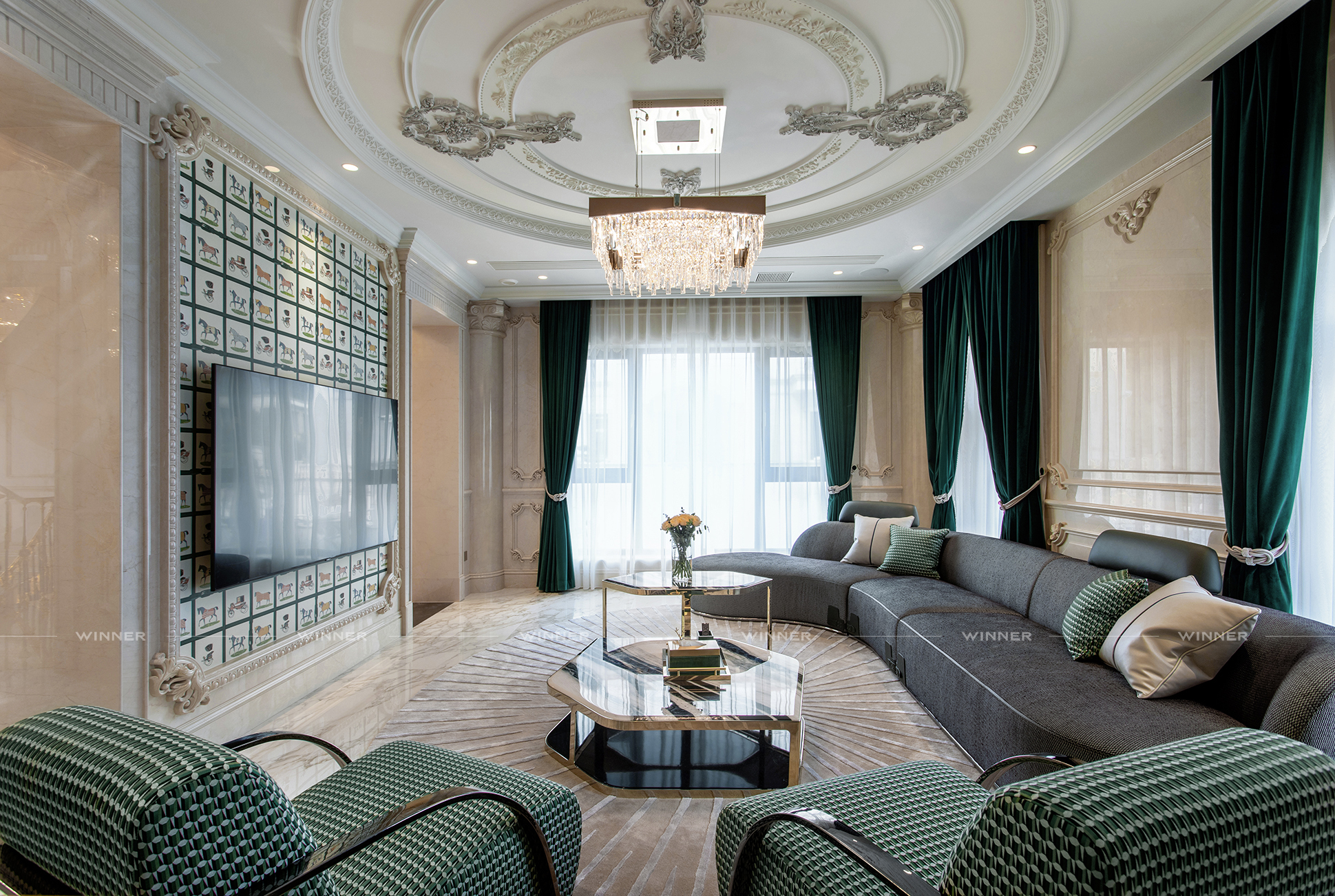 Elegant modern villa furniture case display