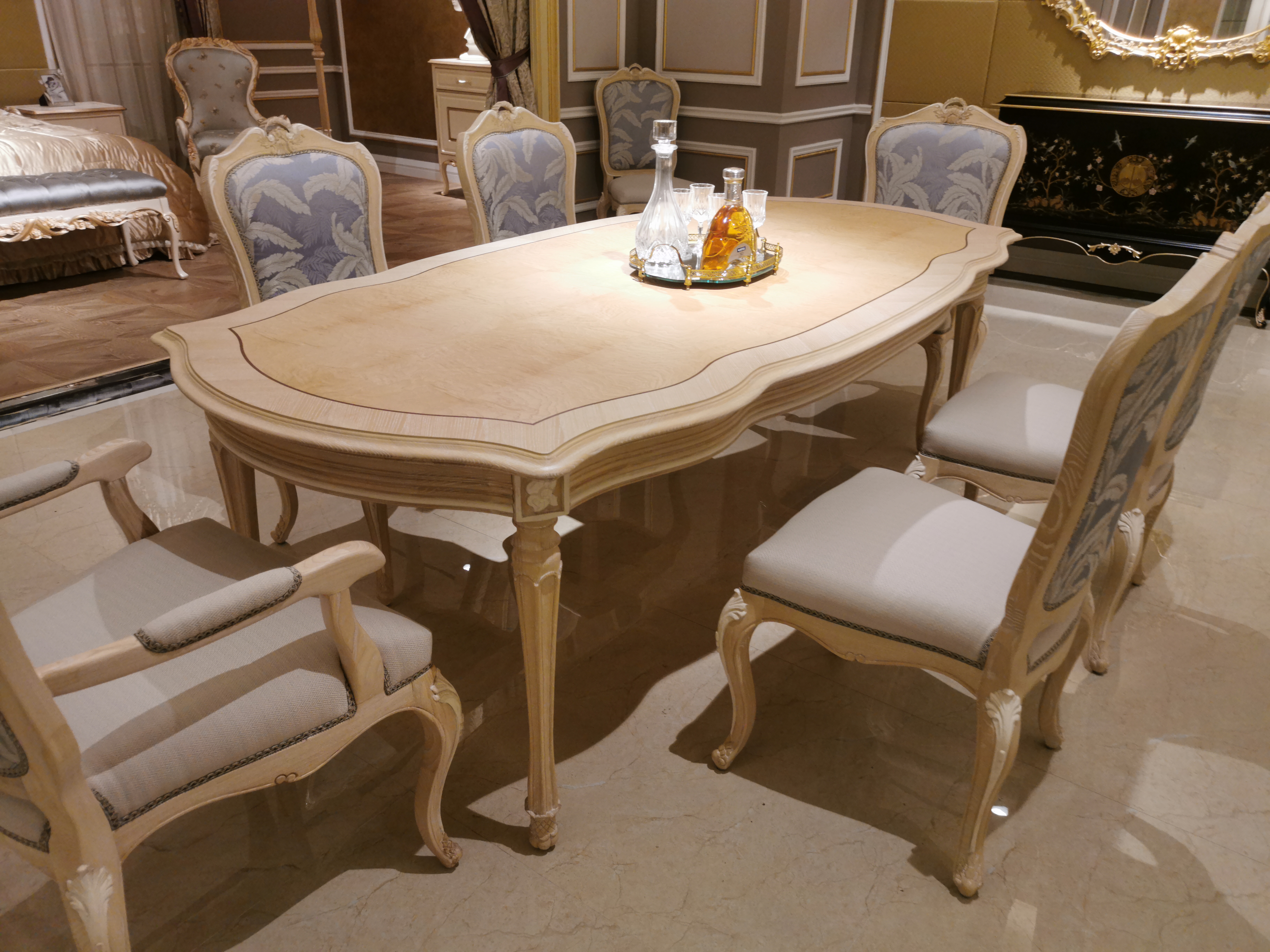 The Latest Long Ash Wood Veneered Dining Table FT-129