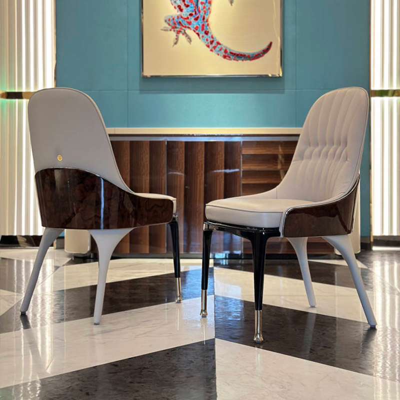 Modern Luxurious Dining Chair with Soft Upholstery & Metal Strip Legs - Simple Elegance for Your Bedroom