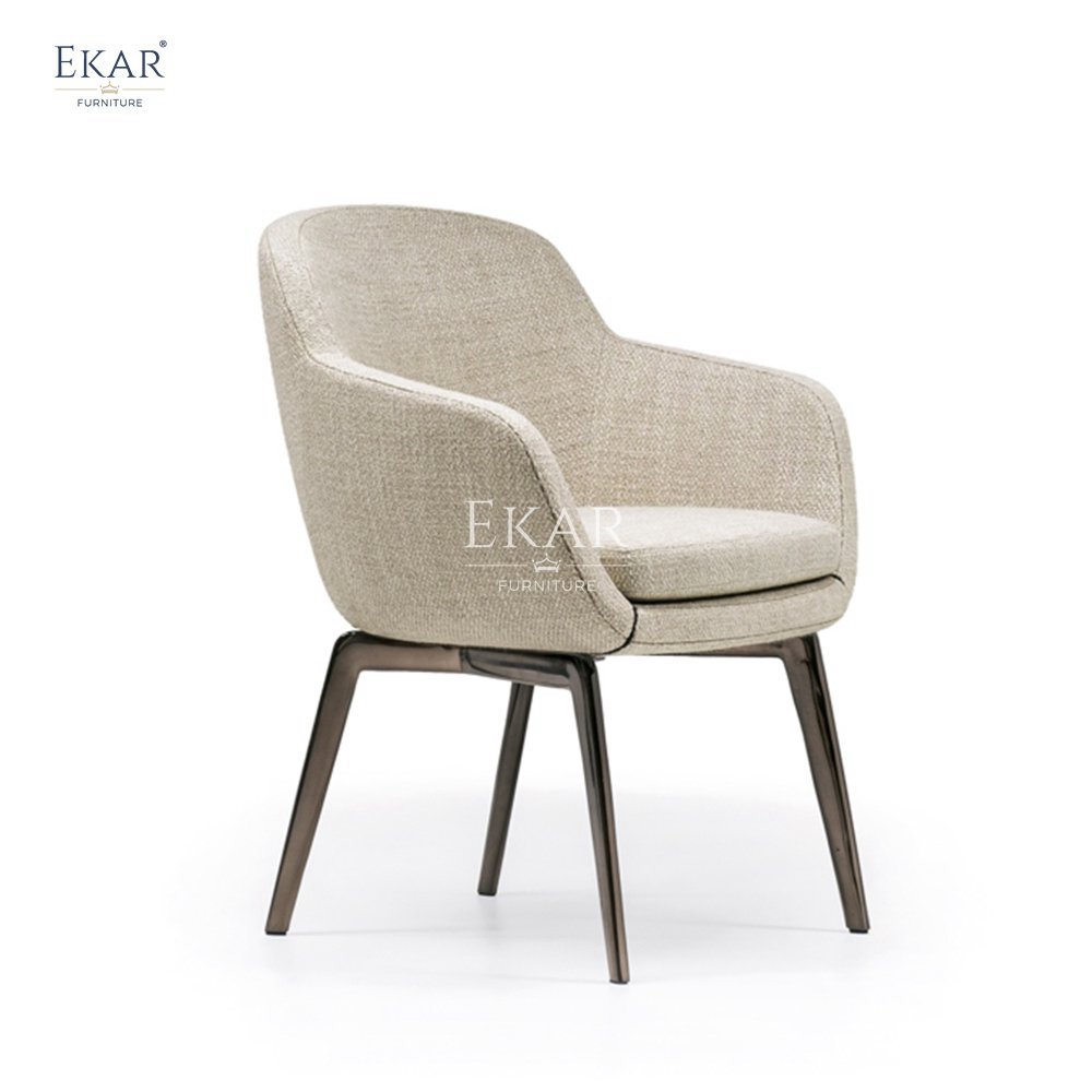 Modern Gold Metal Coffee Painted Dining Chair Solid Aluminum Alloy & Leather for School with Contemporary Design
