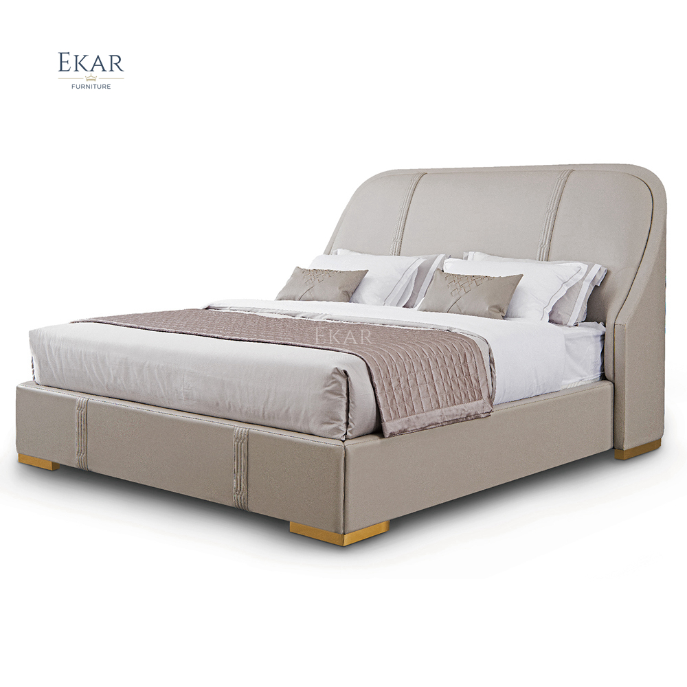 EKAR FURNITURE hot sale leather bed modern design comfortable back bedroom bed