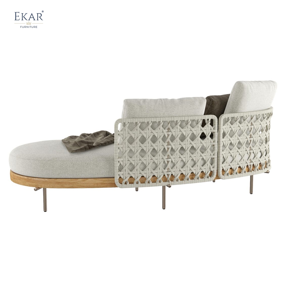Outdoor leisure lounge chair combining wood and fabric-Outdoor furniture supplies-Balcony chairs