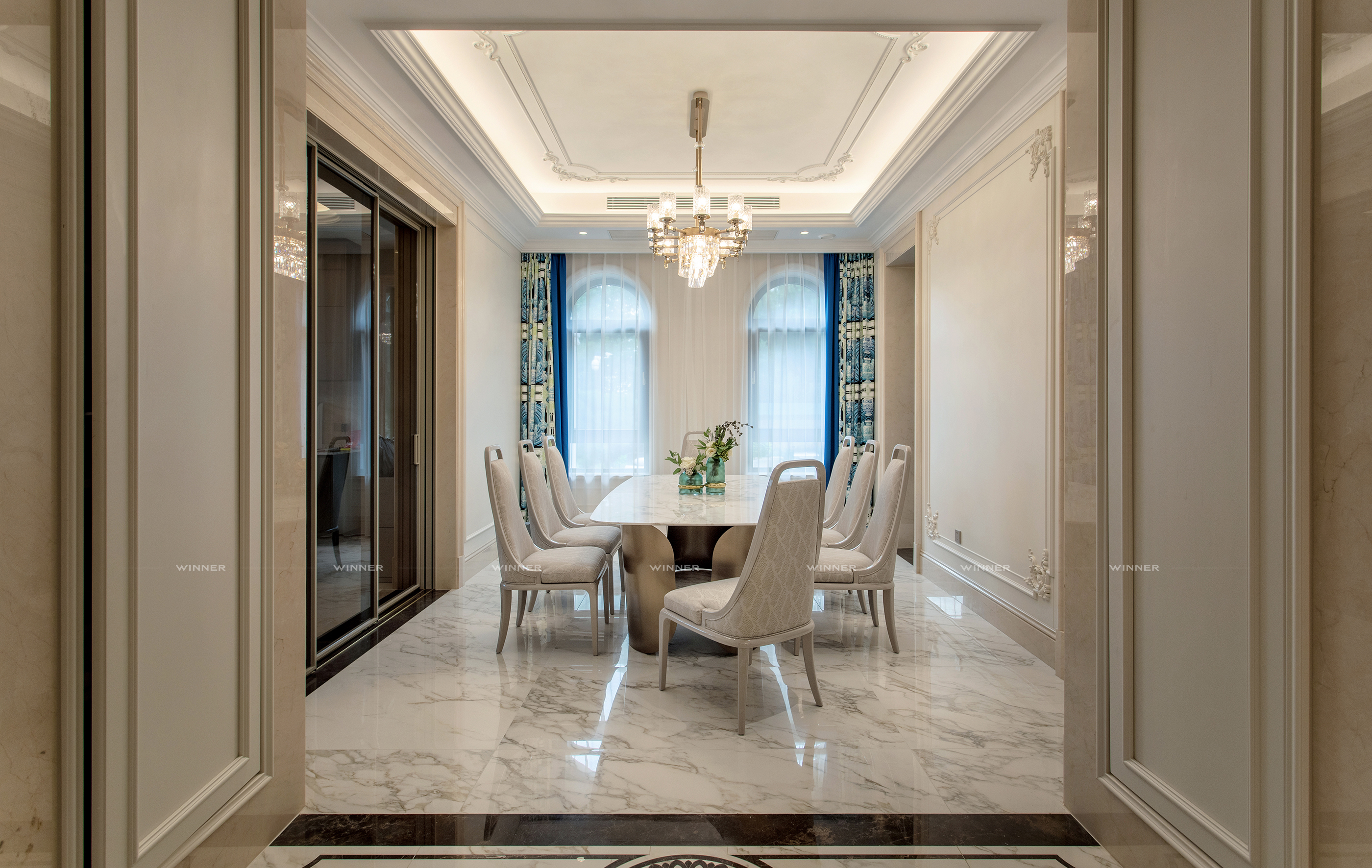 Elegant modern villa furniture case display