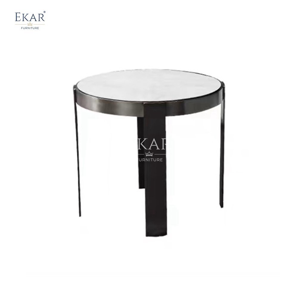 Modern Versatile Mirror Finish Black Solid Steel round and Square Coffee Table Set Living Room Furniture for Home Use