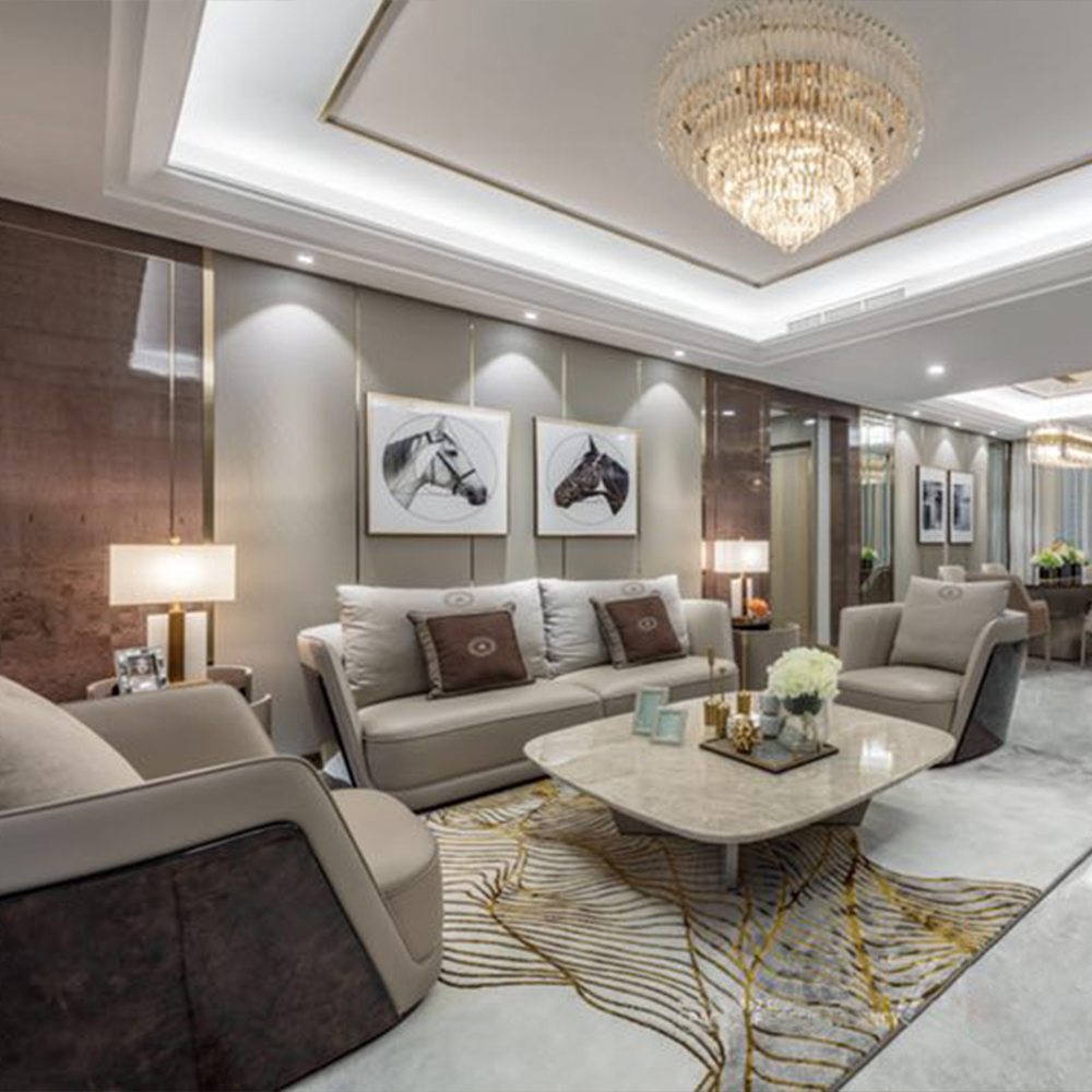 Italian Design High-End Villa Leather Royal Sofa Set - Luxury Modern Living Room Elegance