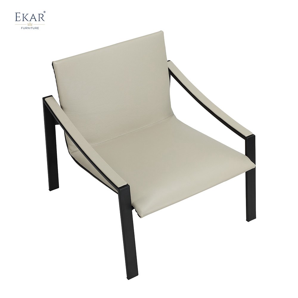 Stylish Matte Black Frame Lounge Chair Molded Cotton Body Imported YKK Black Zipper Trim Dining Bedroom Hotel Dining Room Use