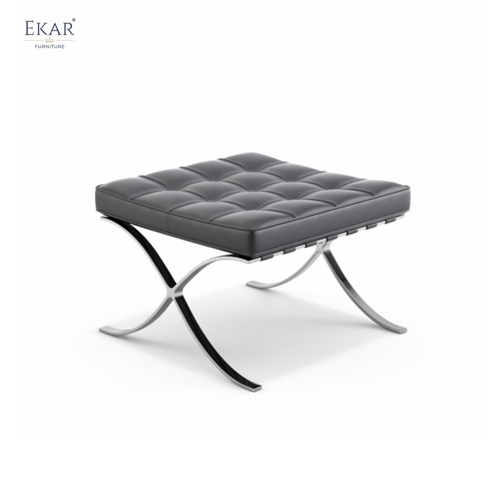 Stainless Steel Mirror Finish Lounge Chair with Shaped Cotton Cushion and Footrest