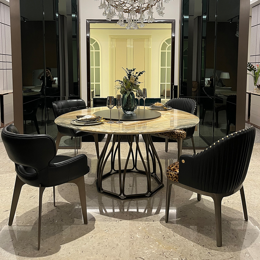 Ekar Furniture Italian Modern Leather Dining Chair with Armrests