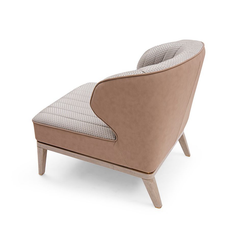 Genuine Leather Upholstered Wooden Base Lounge Chair - Timeless Comfort