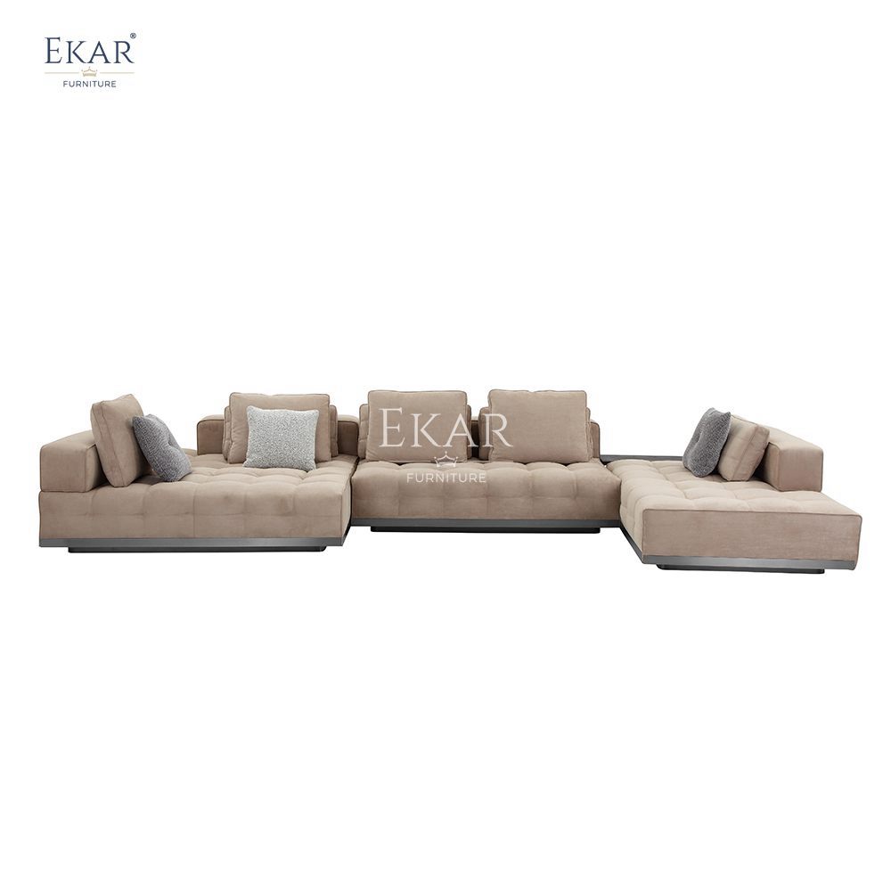 Modern Designer Sofa Set New Import Pine Wood without Armrests Velvet Modular Contemporary Style Bed for Living Spaces