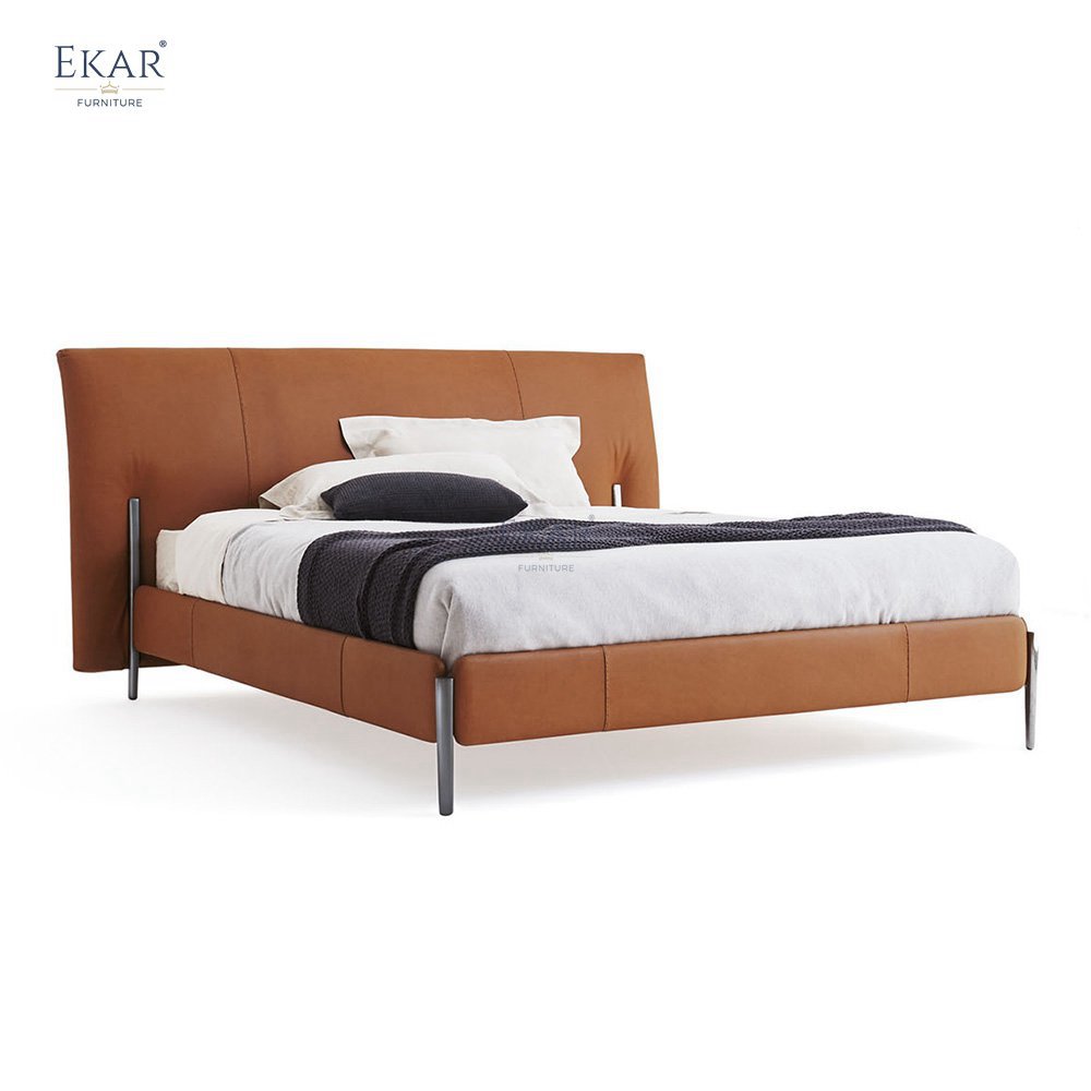 Stainless Steel Bed Frame with Mirror Finish Gunmetal Legs - Sleek and Sturdy Bedroom Furniture