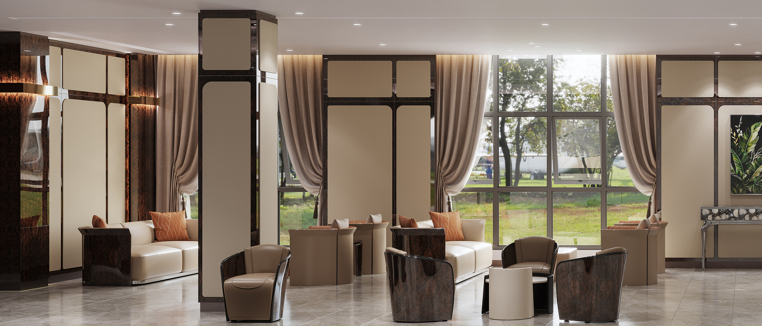 Hotel development area lobby furniture design plan