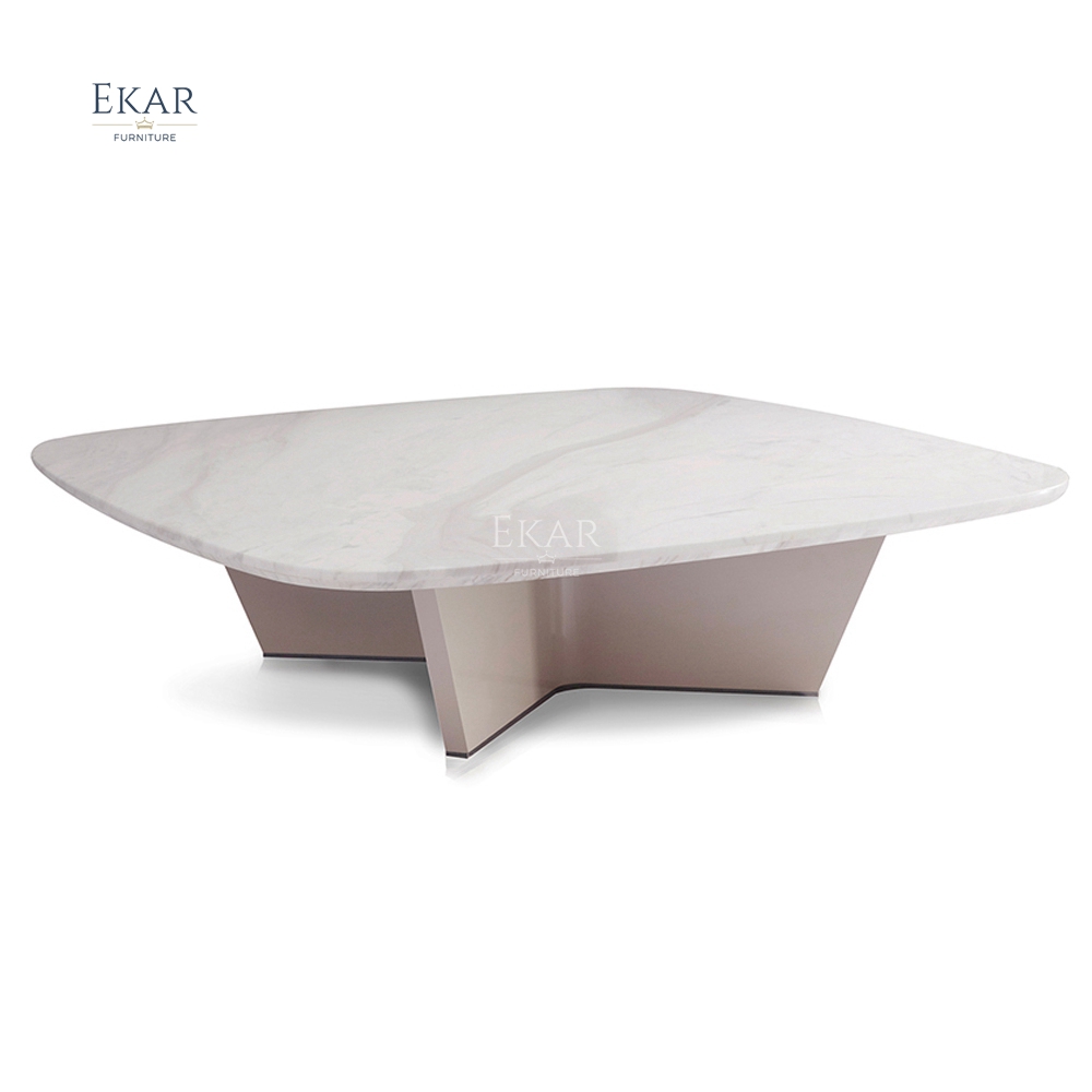 Modern Elegant Jazz White Marble Top Coffee Table for Home Living Room Furniture