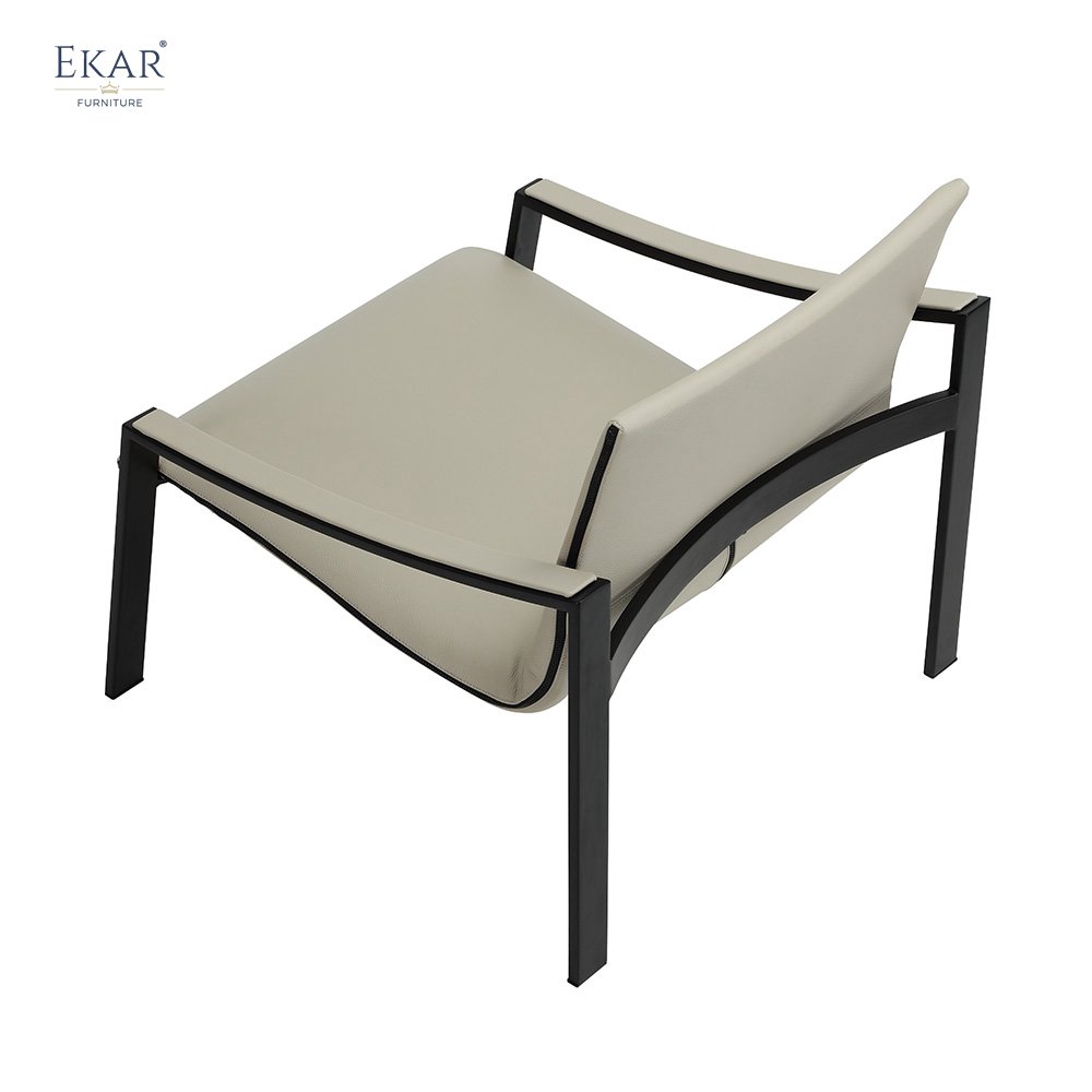 Stylish Matte Black Frame Lounge Chair Molded Cotton Body Imported YKK Black Zipper Trim Dining Bedroom Hotel Dining Room Use