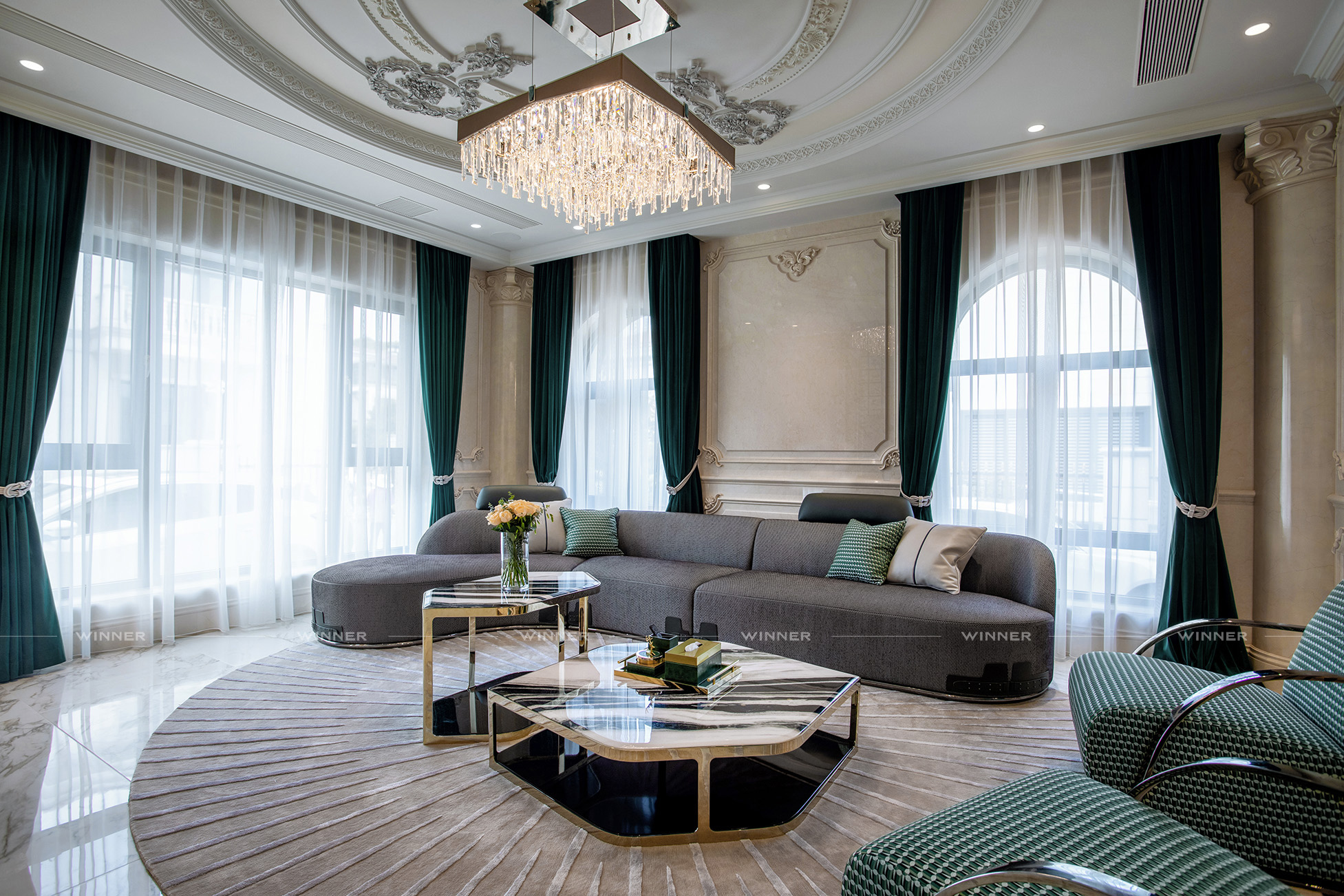 Elegant modern villa furniture case display