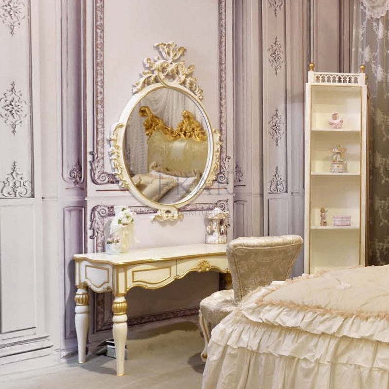 EKAR Luxury Modern Kids Bedroom Furniture Set Includes Bed Wardrobe Desk Made of Wood and Metal for Hotels