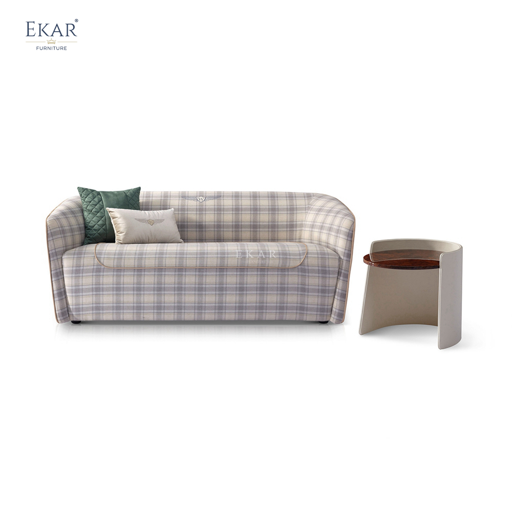 Diamond Pattern Embroidered Cotton Sofa