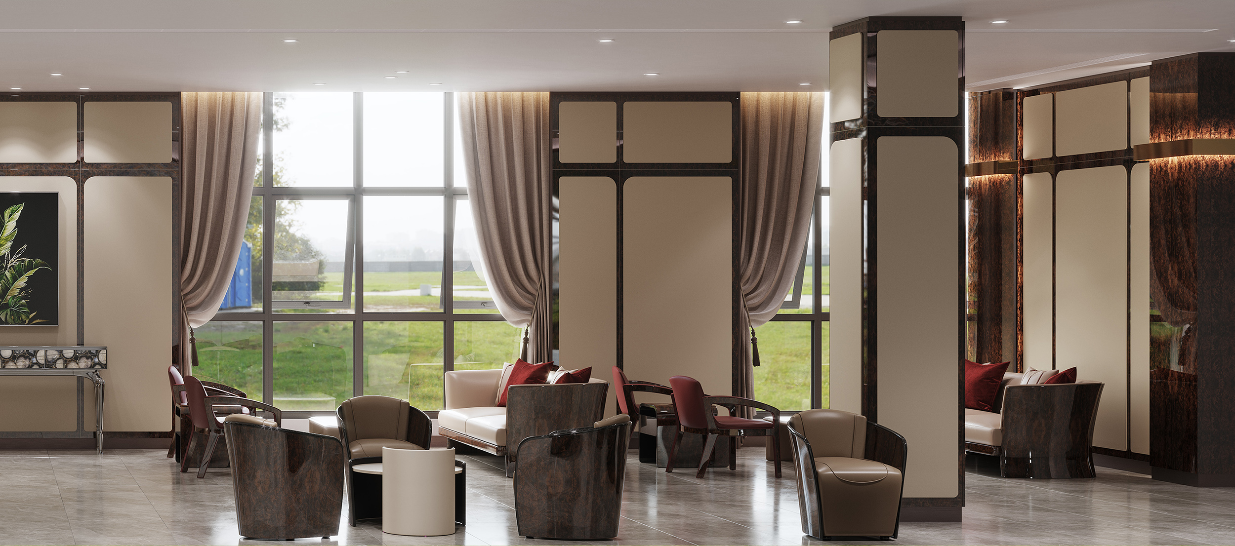 Hotel development area lobby furniture design plan