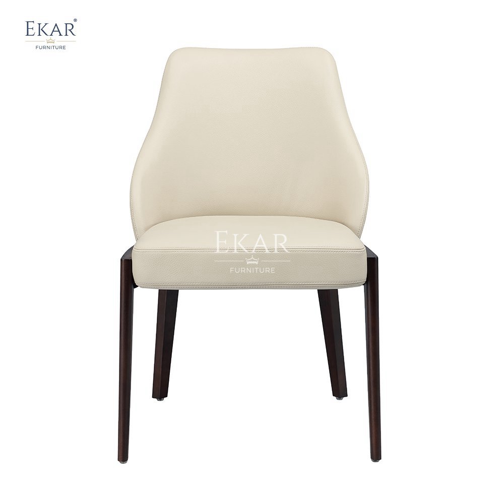 Modern White Oak Wood Armchair Scratch-Resistant with Hard Molded Cotton Backrest and Smoked Finish for Dining or School Use