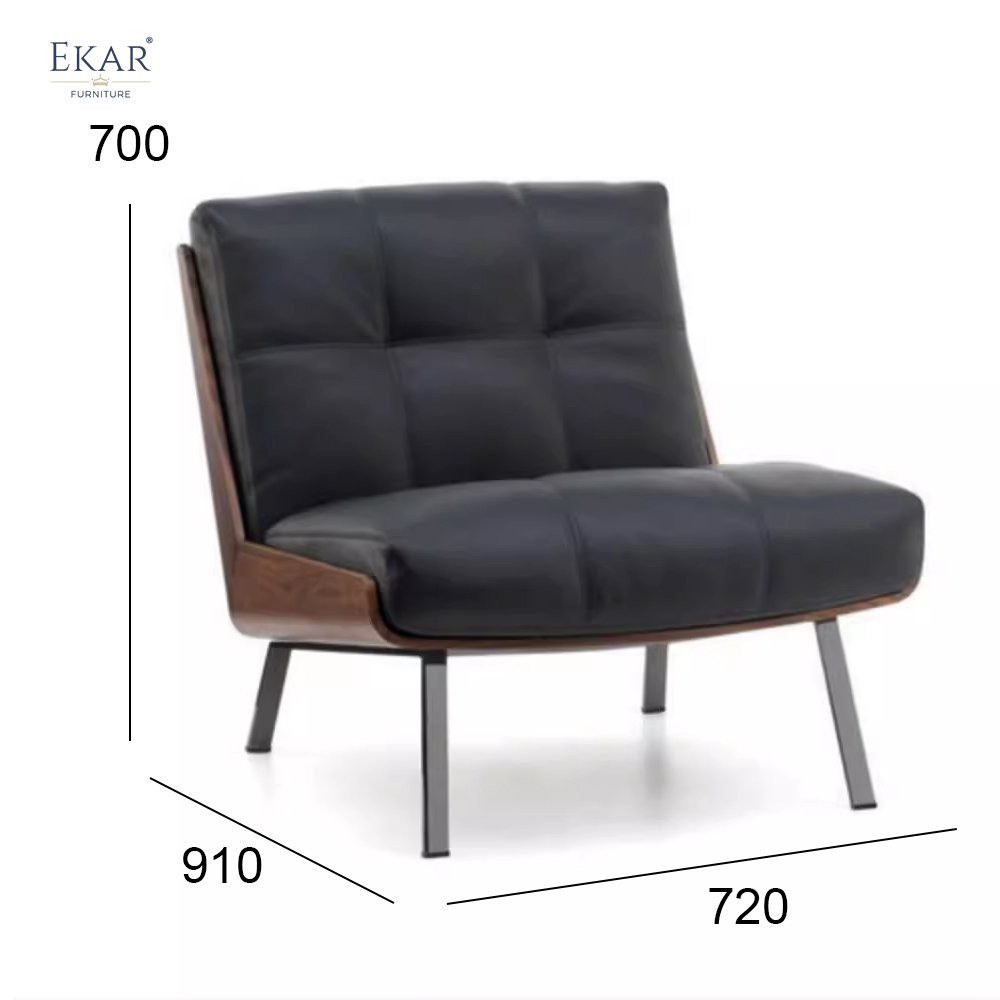 Curved Wood Frame with Reinforced Solid Steel Core, Acacia Wood Veneer, Matte Finish Lounge Chair