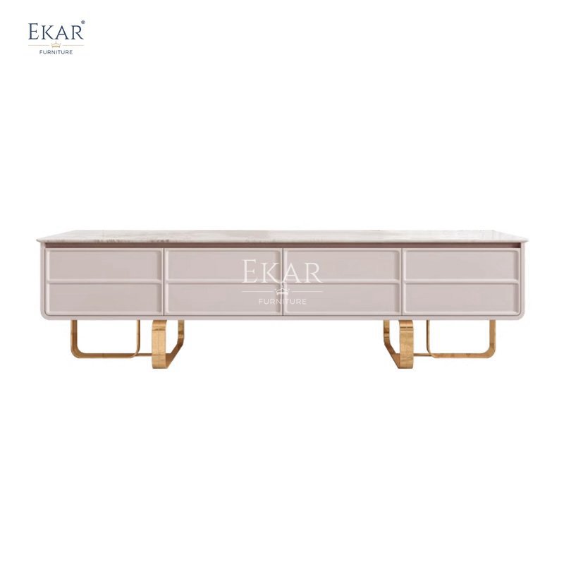 Modern Design New Hardware Wooden TV Cabinet for Living Room Bedroom Office Hall Workshop with Marble Finish Storage Features