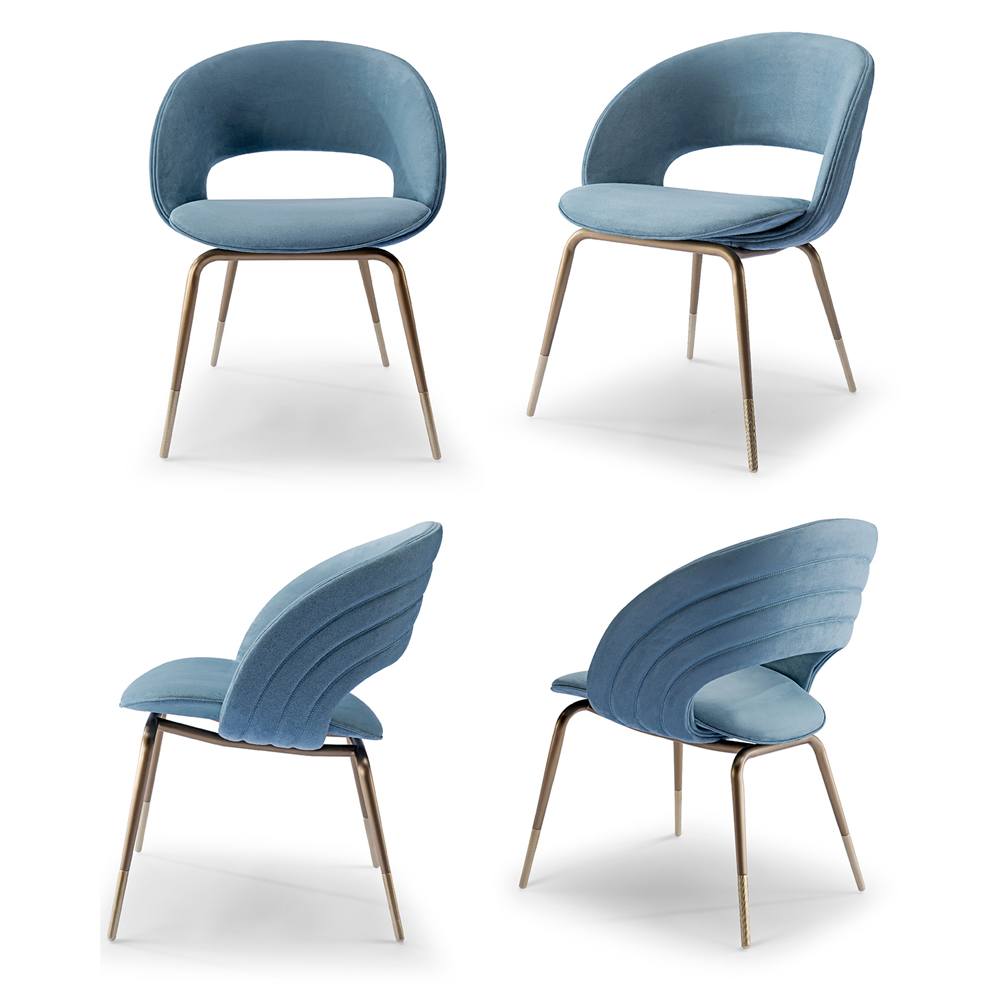 Golden Metal Legs Velvet Upholstered Luxury Dining Chair - Modern Elegance