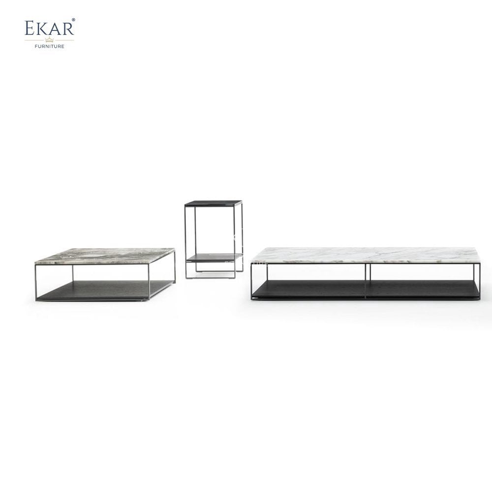 Modern Venetian Brown Matte Marble Coffee Table Elegant Wooden Home Furniture for Living Room School Apartment