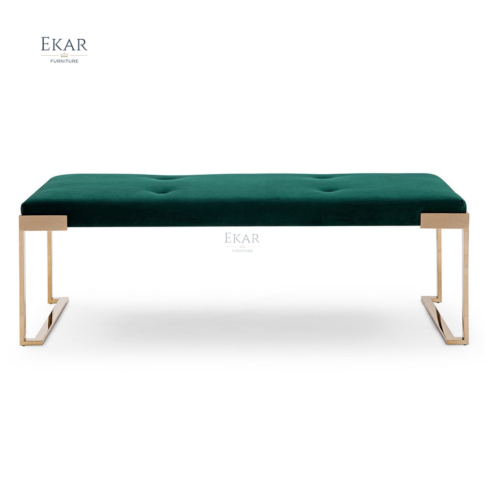 Crystal Hardware Steel Bed End Bench - Stylish Foot of the Bed Seat for Bedroom