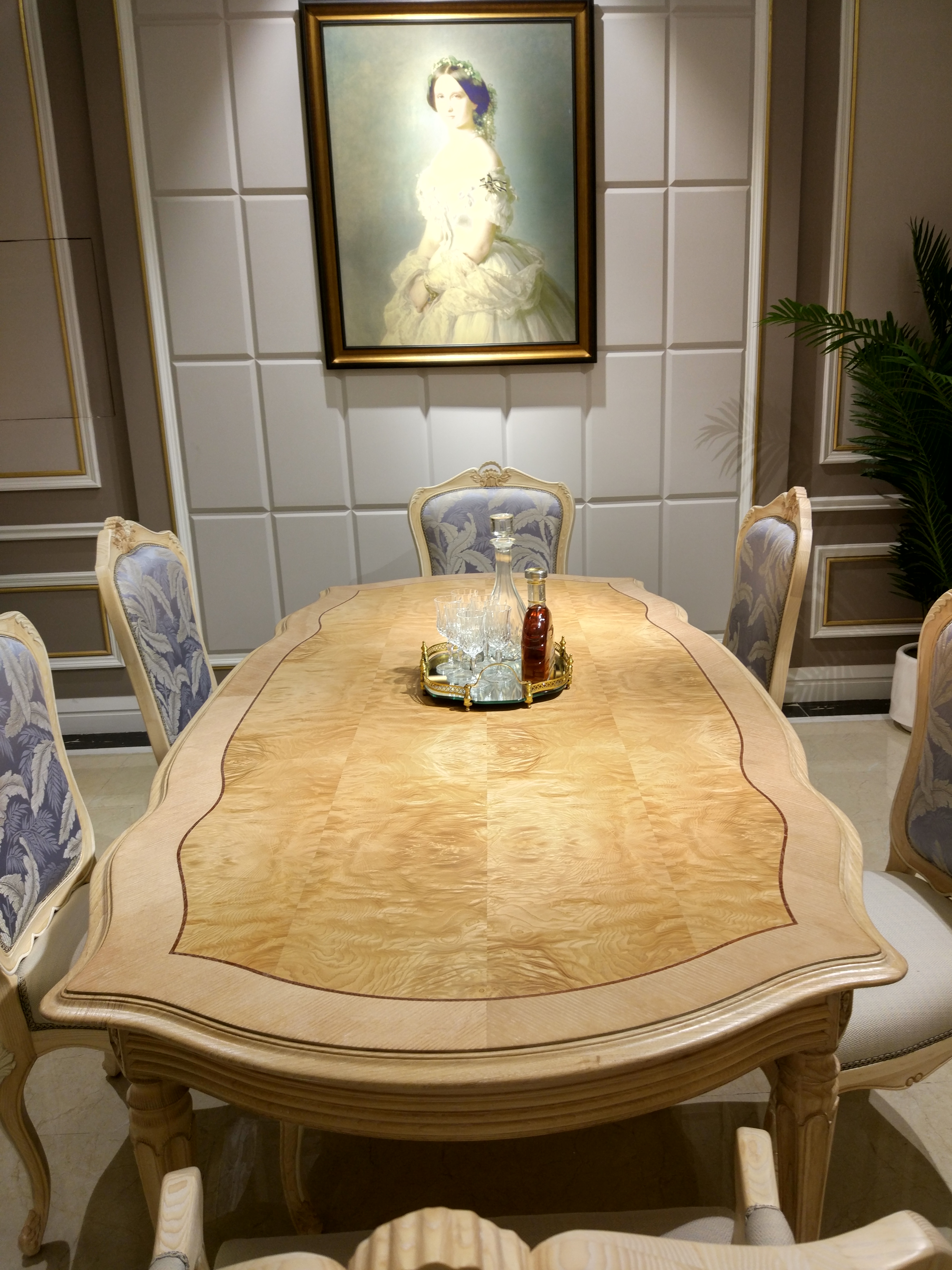 The Latest Long Ash Wood Veneered Dining Table FT-129