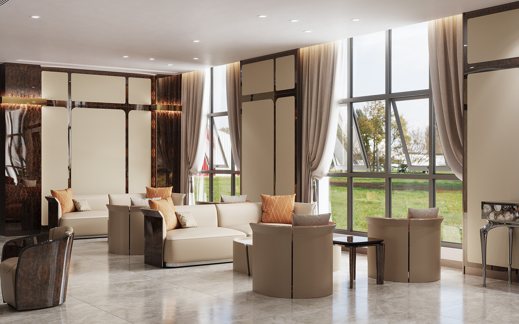 Hotel development area lobby furniture design plan