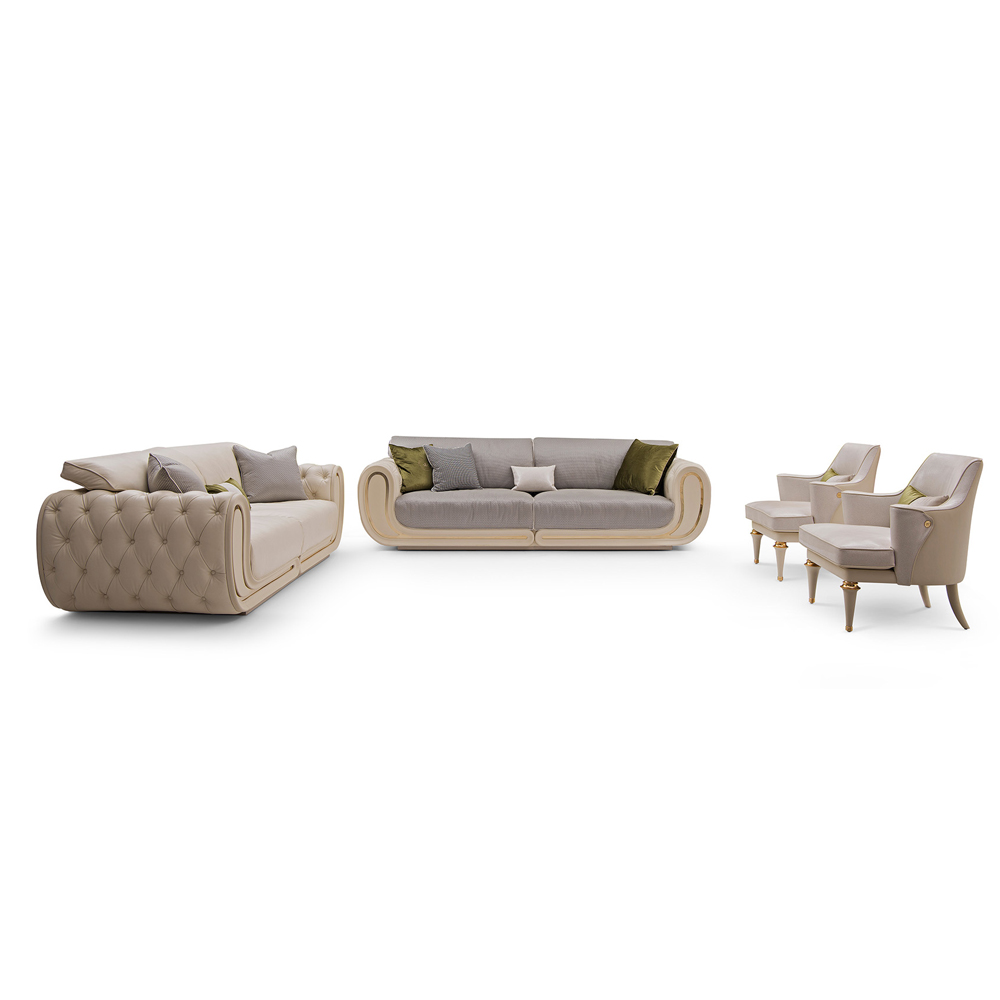 Luxury Full Leather Office Sofa Set - Contemporary Living Room & Office Furniture