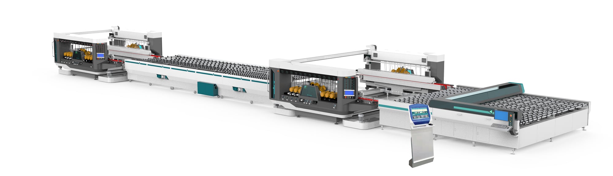 How do glass machines improve productivity in continuous industrial operations?