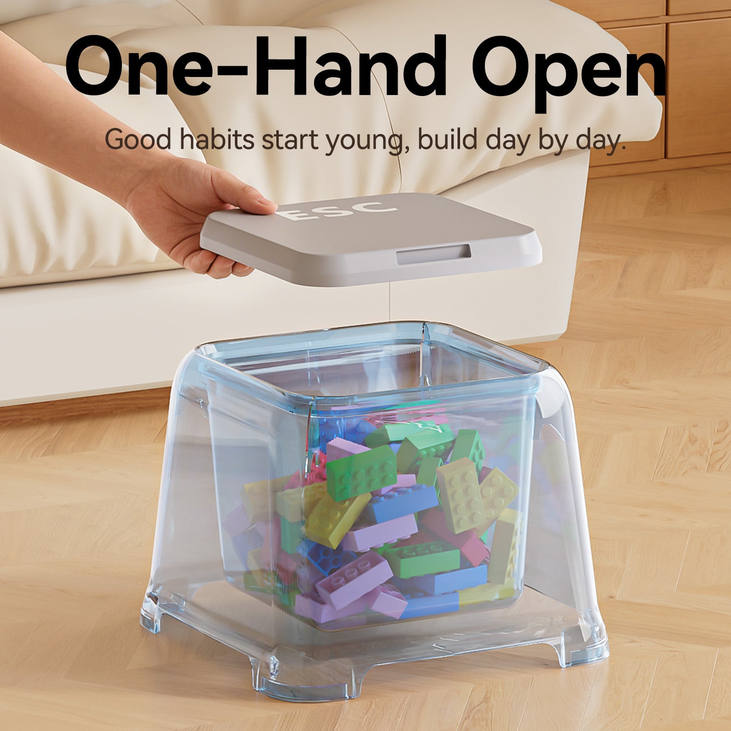 Modern Keyboard Design Three Color Square Shape Stackable Stool Toy&Book Storage Household Stool