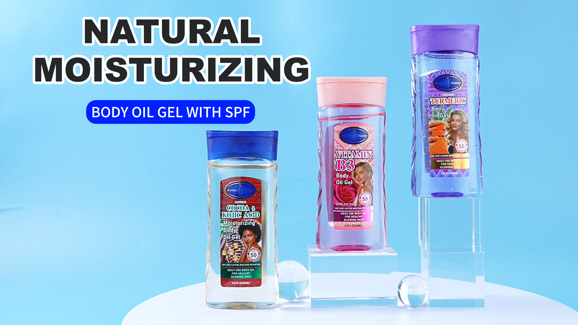 Serie de gel oleoso corporal hidratante con FPS 50 Aichun Beauty
