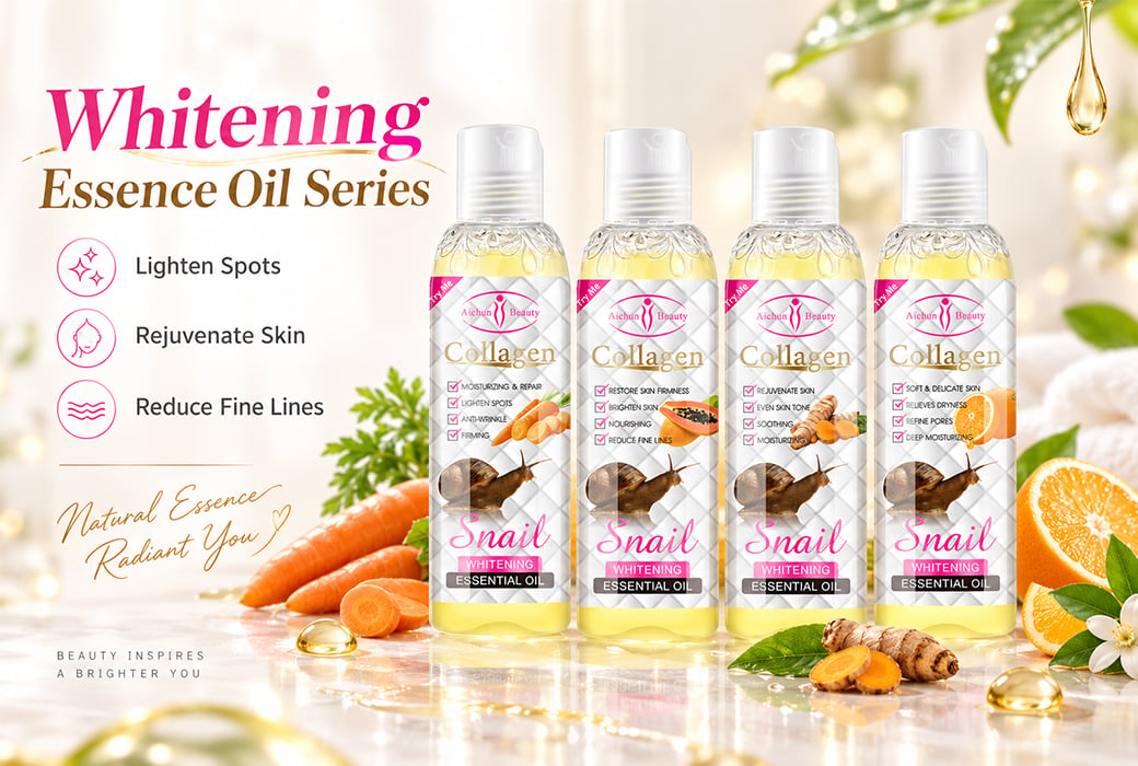 Aichun Beauty 100ml Snail & Collagen Whitening Essential Oil Series for Distribution and Private Label Skin Hair Nail Care