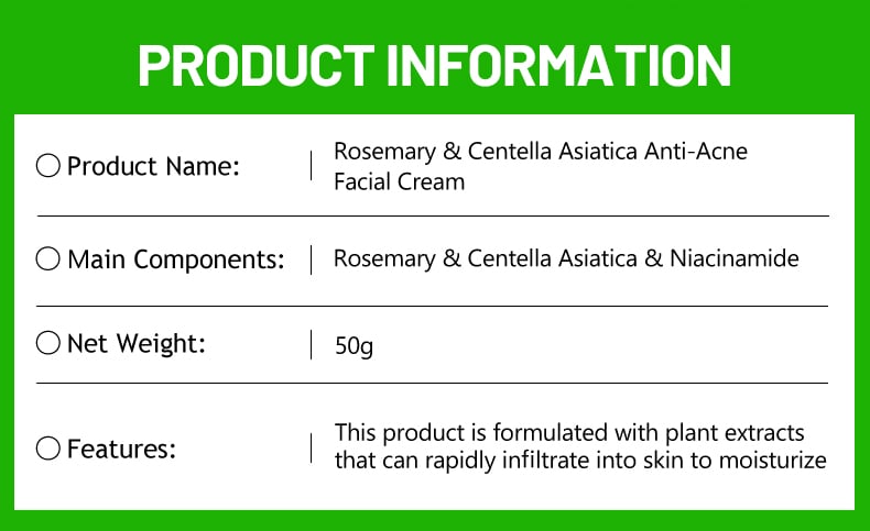 DS5734 50g Rosemary & Centella Asiatica Facial Cream - Revitalizing & Calming Moisturizer for All Skin Types | LivePro Beauty factory