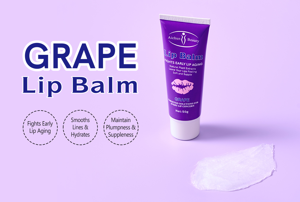 Aichun Beauty 50g Grape Lip Balm Fights early lip aging, smooths lines and hydrates, maintains plumpness and suppleness