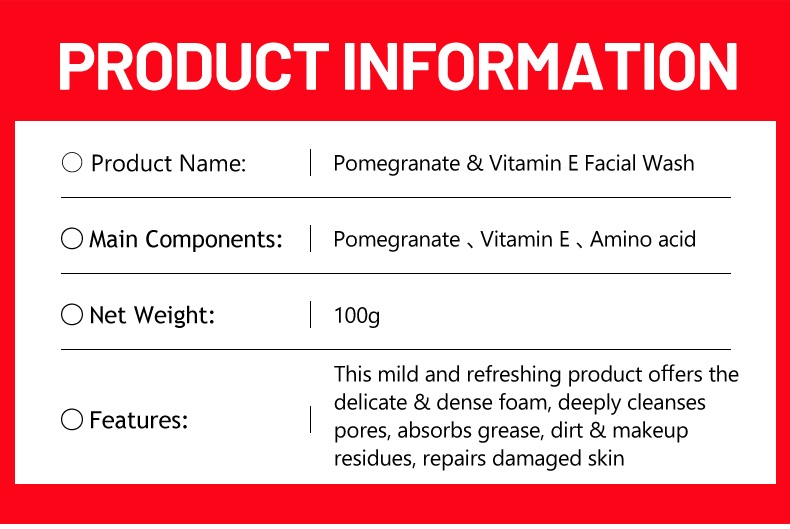 DS5251 100g Pomegranate & Vitamin E Facial Wash - Gentle Cleansing & Antioxidant Boost | LivePro Beauty details