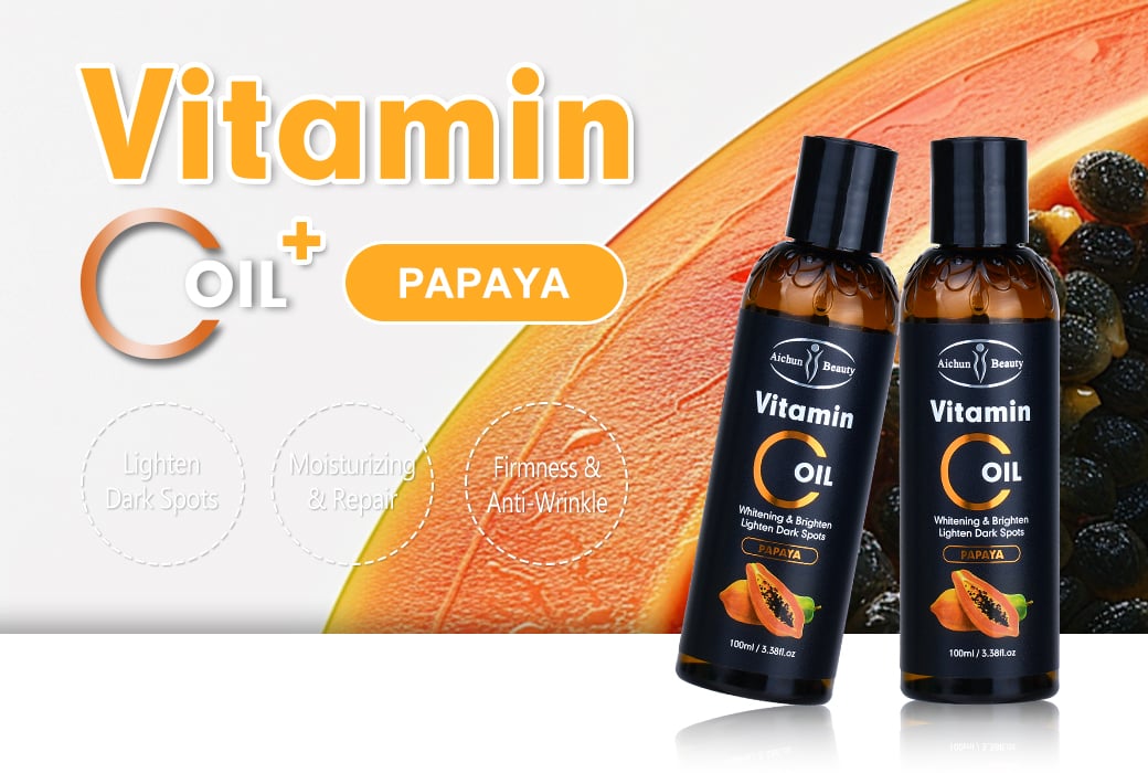 Aichun Beauty 100ml Vitamin C & Papaya Essential Oil Brightening-Positioned Oil for Dark Spot and Repair Care