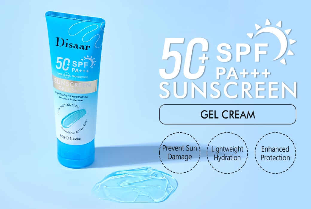 Disaar 80g  SPF50+ Sunscreen Gel Cream PA+++ Daily Lightweight Sunscreen