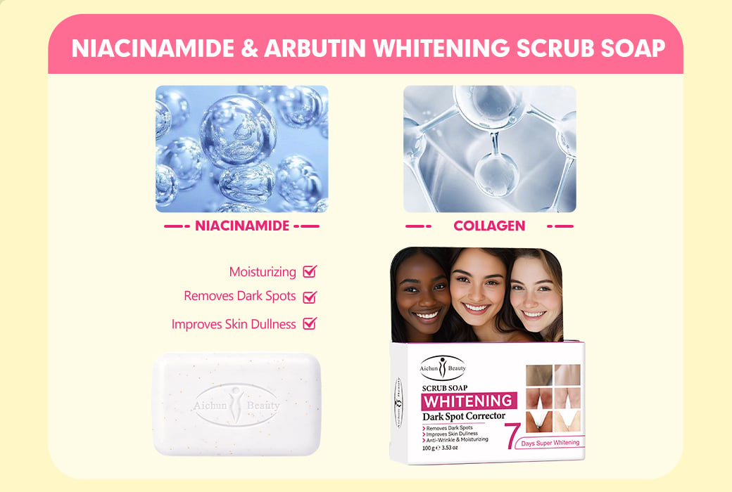 Aichun Beauty 100g 7 Days Kojic Acid & Glutathione Dark Spot Scrub Soap