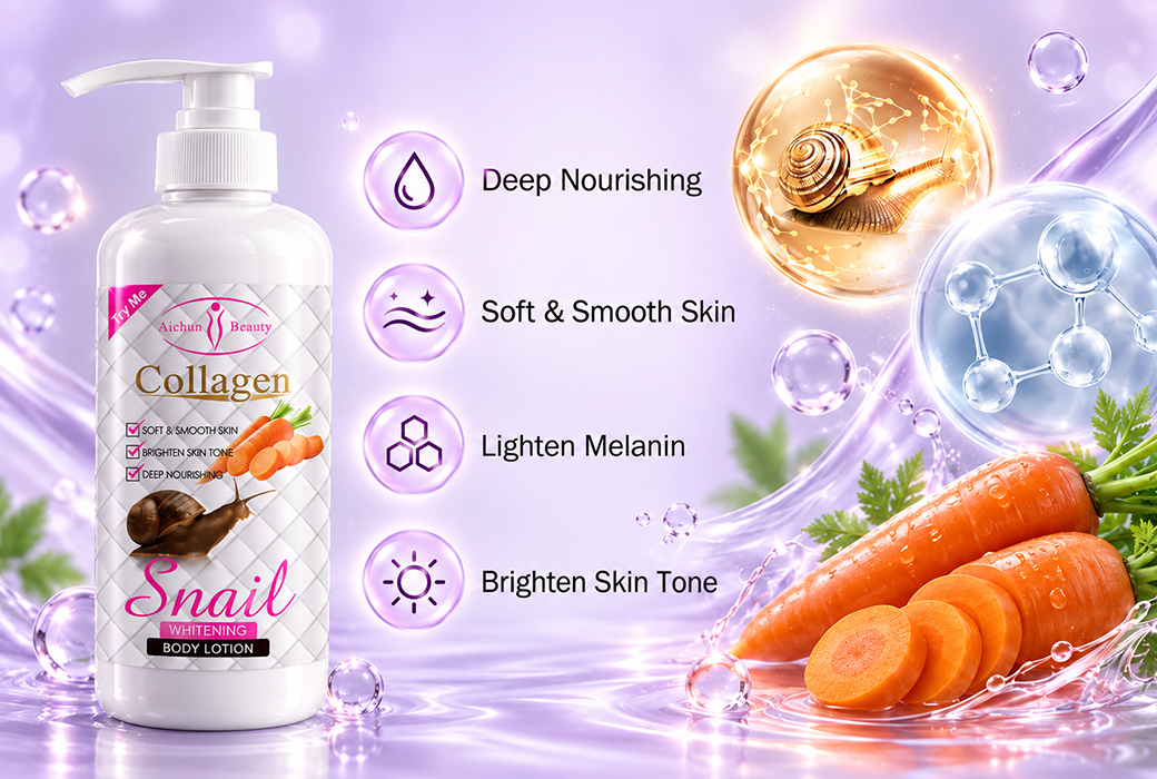 Aichun Beauty 500ml Snail & Collagen & Carrot Whitening Body Lotion