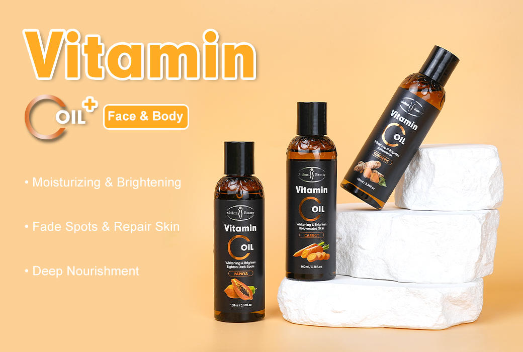 Aichun Beauty Vitamin C Face & Body Oil Series for Moisturizing and Brightening Care