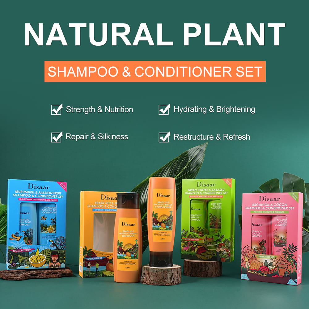 Disaar set de champú y acondicionador con extracto de plantas naturales para cabello seco, dañado y graso