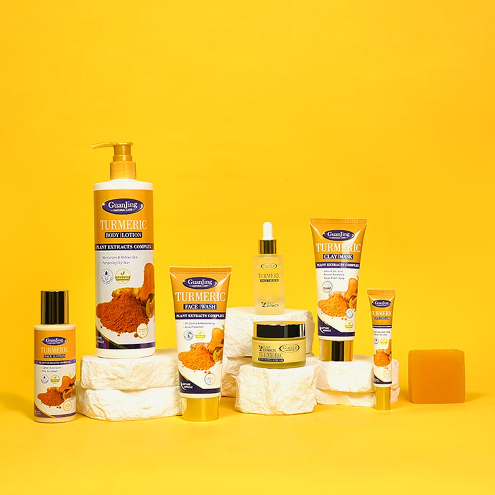 Serie de Cuidado Facial Orgánico Natural GUANGJING con Cúrcuma para el Tratamiento del Acné y Reparación, para Todo Tipo de Pieles