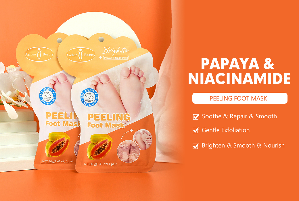 Aichun Beauty 40g Papaya and Niacinamide Peeling Foot Mask Repairing and Brightening Foot Care
